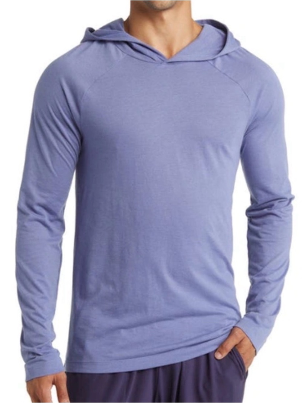 Alo Yoga Men's Core Runner Hooded Top In Infinity Blue Size Large